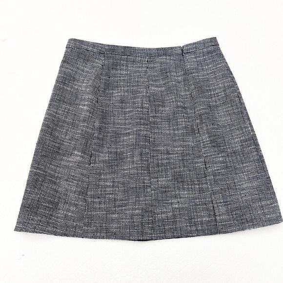 J. Crew Front Pleated Flap Skirt Mini Grid Woven Patter Blue Squares Size 10 - Picture 2 of 7